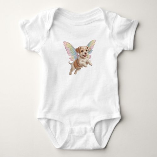 Cute Puppy with Glowing Fairy Wings — Magical Pet Baby Bodysuit