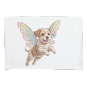 Cute Puppy with Glowing Fairy Wings — Magical Pet Pillow Case
