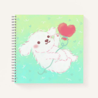 Cute Puppy with Heart Balloon Notebook