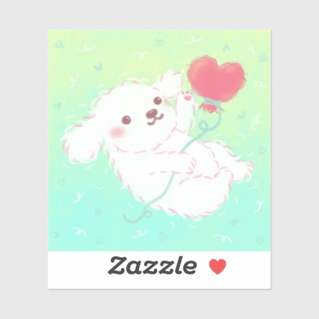 Cute Puppy with Heart Balloon Sticker (Sheet)