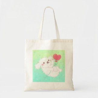 Cute Puppy with Heart Balloon Tote Bag
