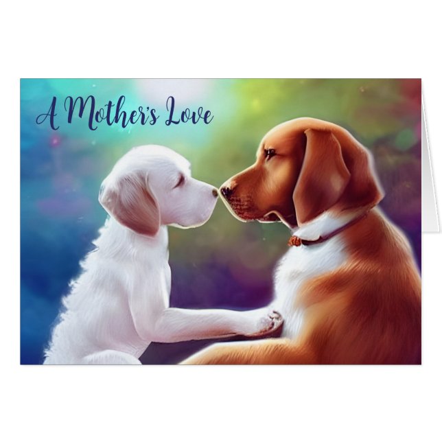 Cute Puppy with Mom Mother's Day Card (Front Horizontal)