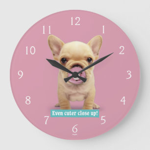Cute Puppy with Pacifier Large Clock