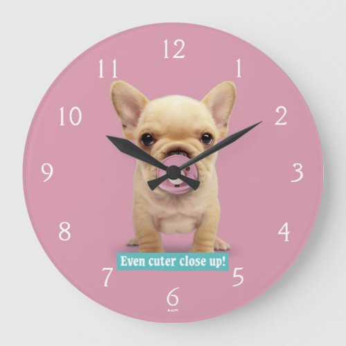 Cute Puppy with Pacifier Large Clock