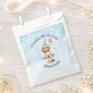 Cute Puppy with Party Hat Birthday Favor Bag