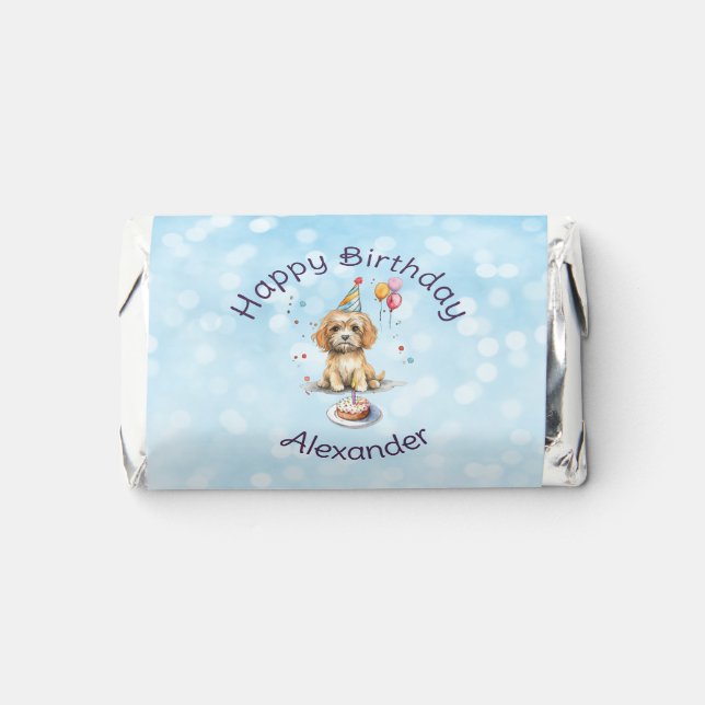 Cute Puppy with Party Hat Birthday Hershey's Miniatures (Front)