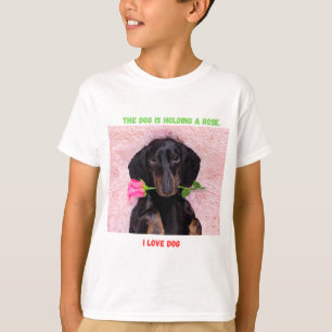 Cute Puppy with Rose Kids' T-Shirt