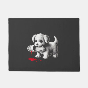 Cute Puppy with Slipper Shirt Dark Humor Dog Lover Doormat