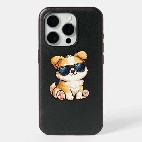 Cute Puppy with Sunglasses Kawaii Design iPhone 15 Pro Case