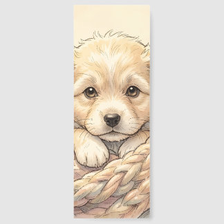 Cute puppy wrapped by knitted blanket bookmarks
