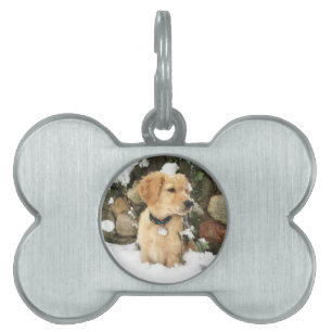 Cute Puppy yellow lab golden retriever Pet ID Tag