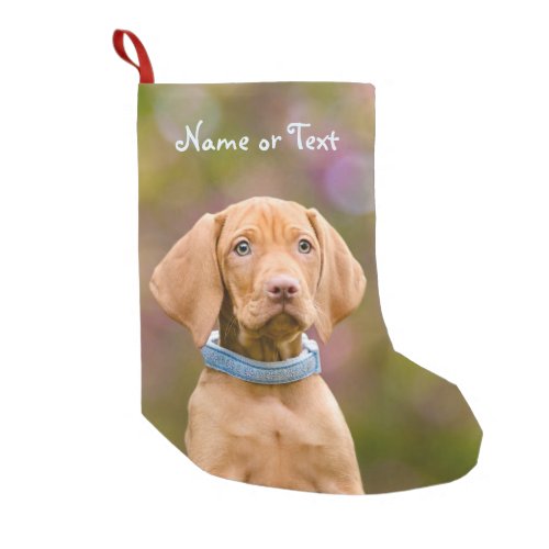 Cute puppyeyed Hungarian Vizsla Dog Puppy _ Name Small Christmas Stocking