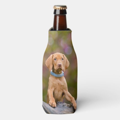 Cute puppyeyed Hungarian Vizsla Dog Puppy Photo  Bottle Cooler