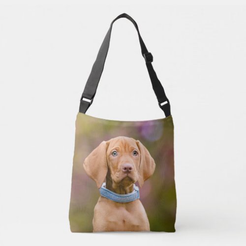 Cute puppyeyed Hungarian Vizsla Dog Puppy Photo  Crossbody Bag