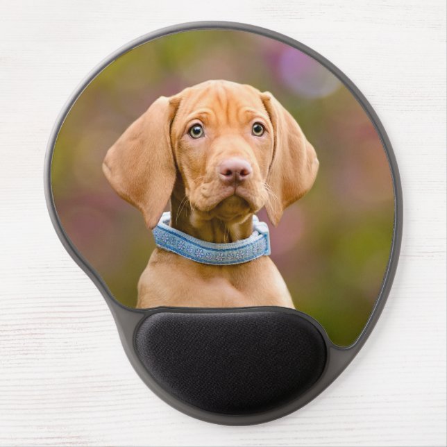 Cute puppyeyed Hungarian Vizsla Dog Puppy Photo . Gel Mouse Pad (Front)