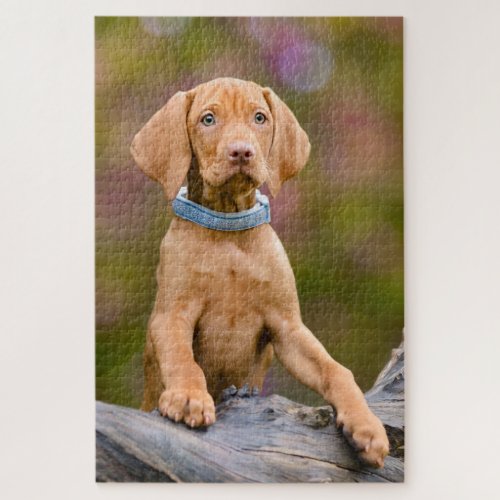 Cute puppyeyed Hungarian Vizsla Dog Puppy Photo Jigsaw Puzzle