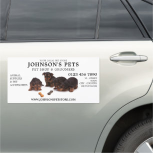 Cute Pups, Pet Store & Groomers Advertising Car Magnet