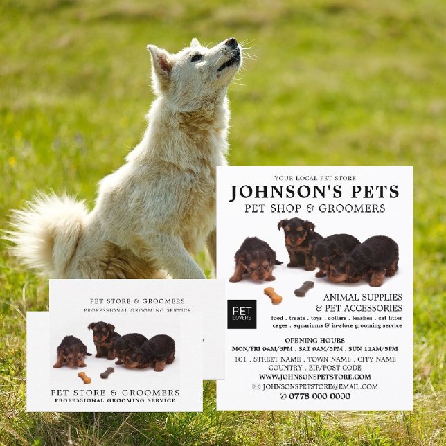 Cute Pups, Pet Store & Groomers Business Card (Creator Uploaded)