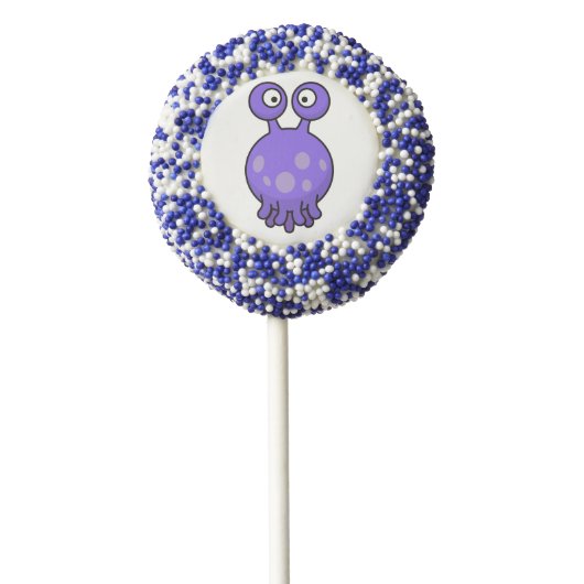 Cute Purple Alien Chocolate Covered Oreo Pop (Zoomed)