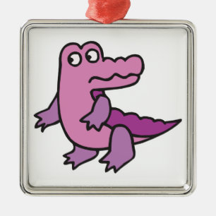 cute purple alligator metal ornament