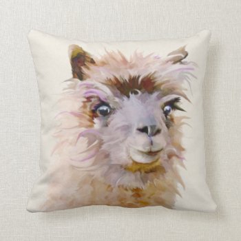 Cute Purple Alpaca Throw Pillow by BamalamArt at Zazzle