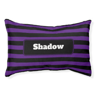 Cute Purple and Black Stripes Custom Name Pet Bed