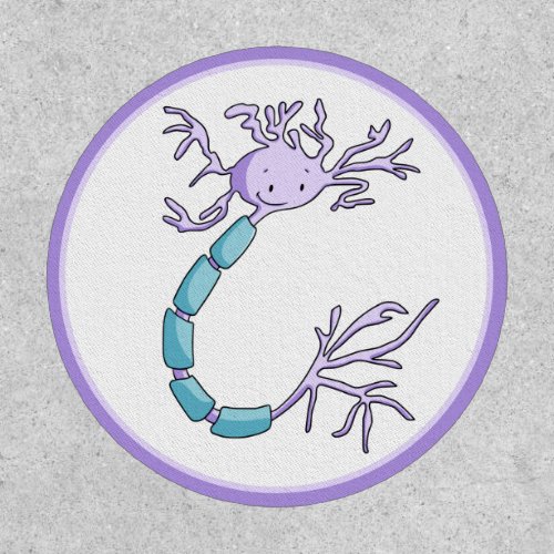 Cute Purple and Green Neuron Cell Illustrated Patch