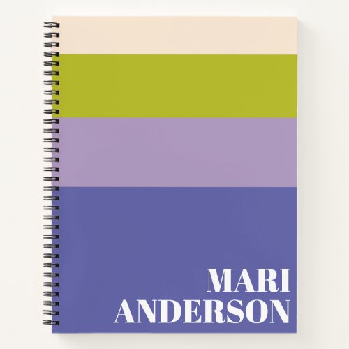 Cute Purple and Green Stripes Modern Personalized  Notebook