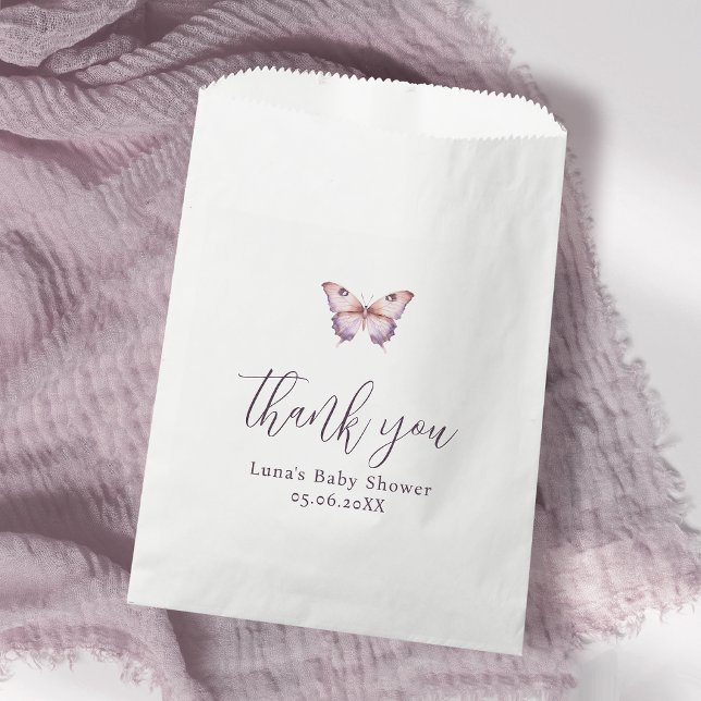 Cute Purple and Pink Butterfly Baby Shower Favor Bag (Creator Uploaded)