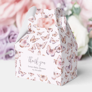 Cute Purple and Pink Butterfly Baby Shower Gable Favor Boxes