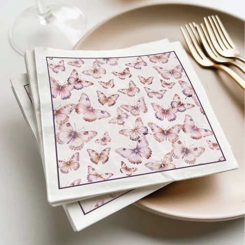 Cute Purple and Pink Butterfly Baby Shower Napkins
