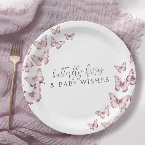 Cute Purple and Pink Butterfly Baby Shower Paper Plates