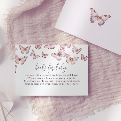 Cute Purple and Pink Butterfly Books For Baby Enclosure Card