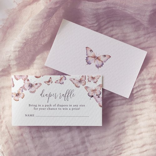 Cute Purple and Pink Butterfly Diaper Raffle Enclosure Card