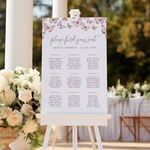 Cute Purple and Pink Butterfly Seating Chart Foam Board