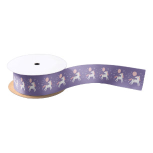 Cute Purple and Pink Magical Unicorn Satin Ribbon