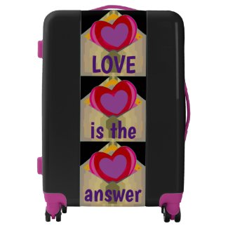 Purple and Red LOVE Hearts Design suitcase