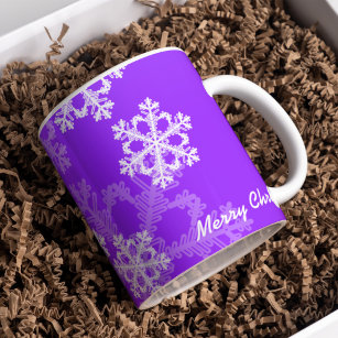 Cute purple and white Christmas snowflakes Coffee Mug