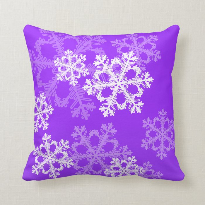 Cute purple and white Christmas snowflakes Throw Pillows