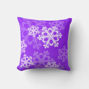 Cute purple and white Christmas snowflakes Throw Pillow