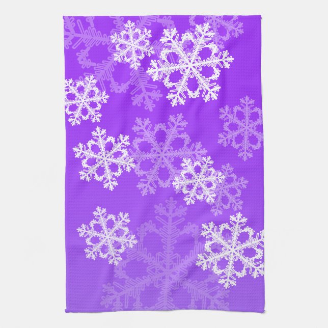 Cute purple and white Christmas snowflakes Towel (Vertical)