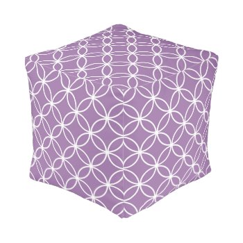 Cute Purple And White Circles Geometric Pattern Pouf by MHDesignStudio at Zazzle