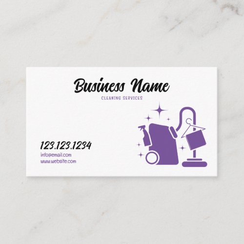 Cute Purple and White Housekeeping Maid Cleaning Business Card