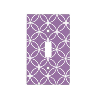 Cute Purple and White Overlapping Circles Pattern Light Switch Cover