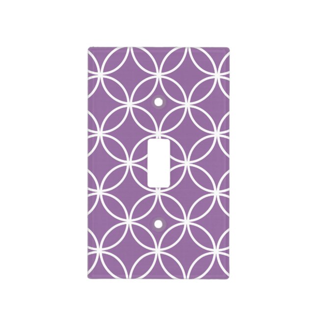 Cute Purple and White Overlapping Circles Pattern Light Switch Cover (Front)