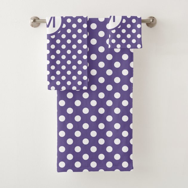 purple polka dot bath towels