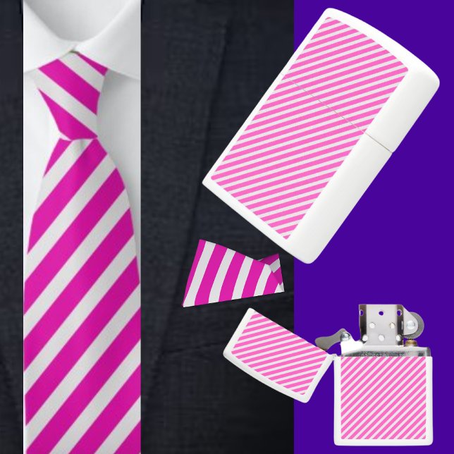 Cute Purple And White Striped Pattern Zippo Lighter (Creator Uploaded)