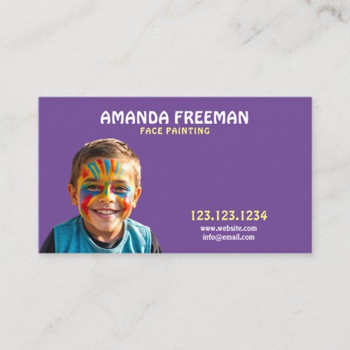 Cute Purple and Yellow Face Painter Business Card