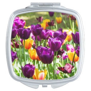 Cute purple and yellow tulips compact mirror