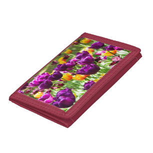 Cute purple and yellow tulips   tri-fold wallet
